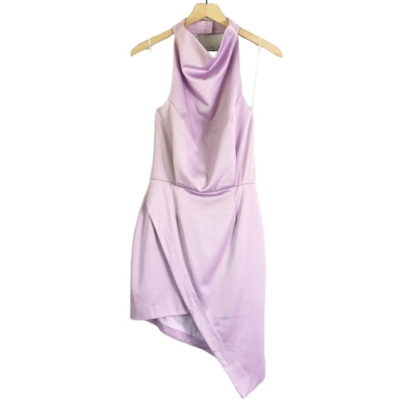 ELLIATT Camo Asymmetric Satin Cocktail Dress lilac light purple Size Small - Picture 3 of 7